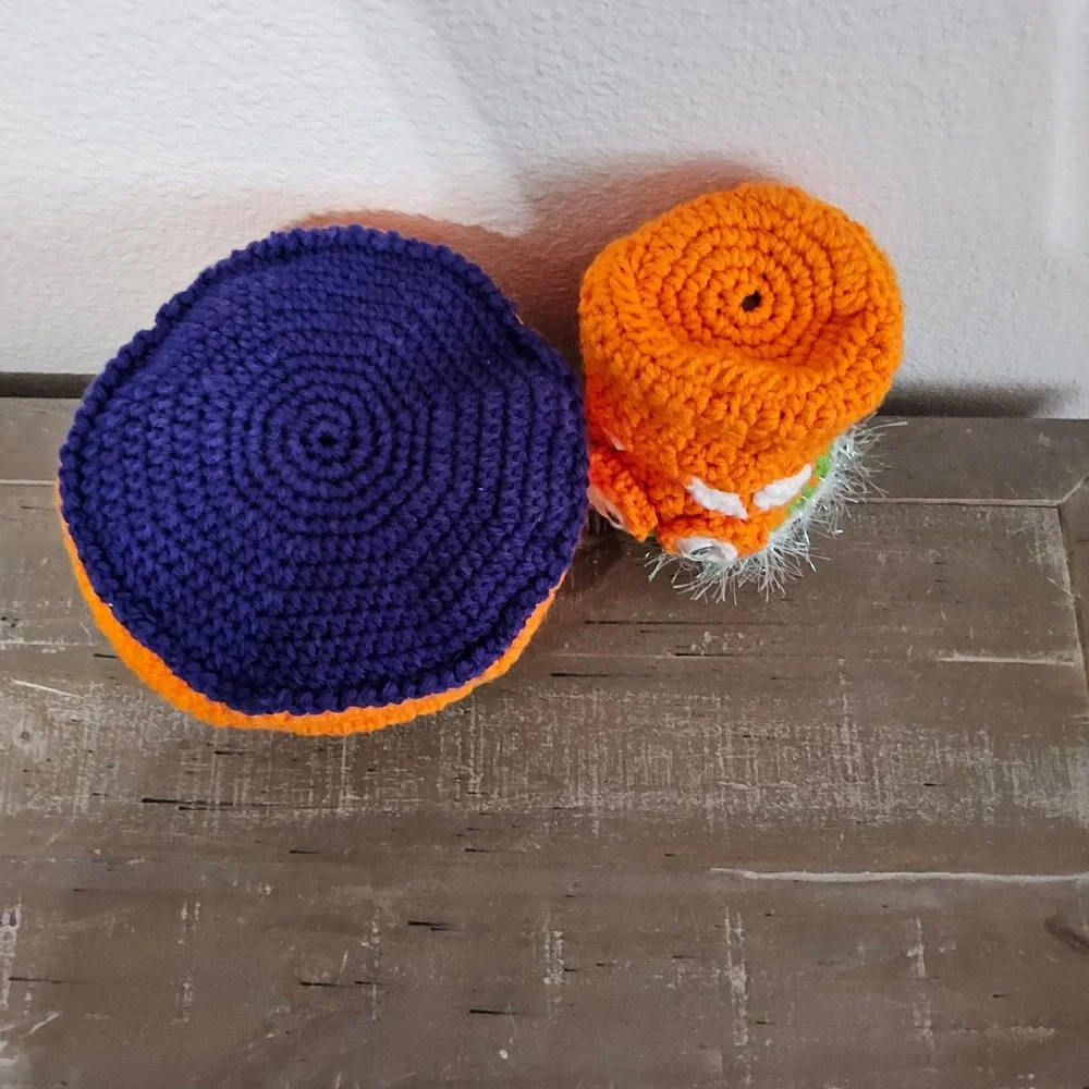 Handmade Crochet Monster Bag Set Kids Orange Green Halloween Trick or Treat